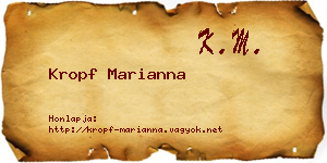 Kropf Marianna névjegykártya